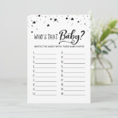 Wer ist das Baby da? Game Baby Dusche Party Card Einladung (Stehend Vorderseite)