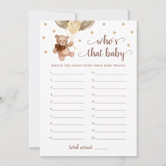 Wer ist das Baby Foto Baby Shower Teddy Bear Card Einladung (Vorderseite)