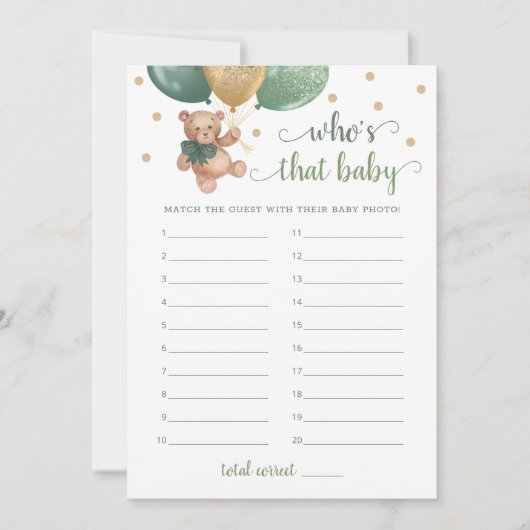 Wer ist das Baby Foto Baby Shower Teddy Bear Card Einladung (Vorderseite)