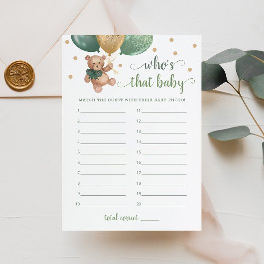 Wer ist das Baby Foto Baby Shower Teddy Bear Card Einladung