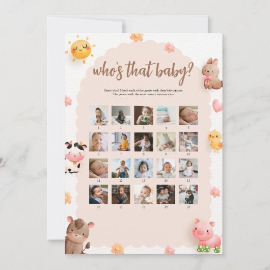 Wer ist das Baby Foto Game and Answer Card? Einladung (Vorderseite)