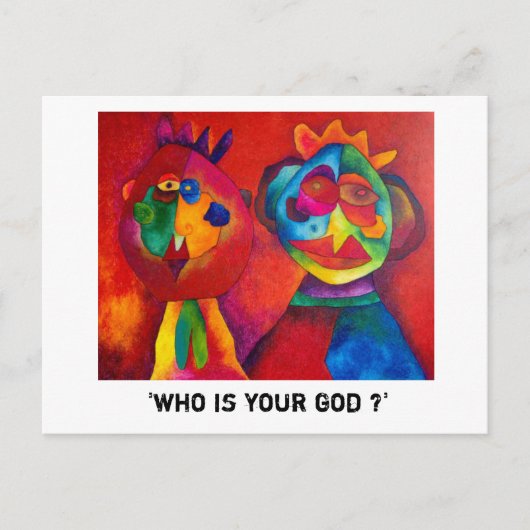 "Wer ist dein Gott?" Postkarte (Vorderseite)