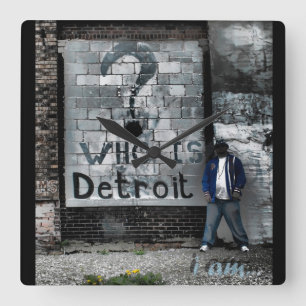 Wer ist Detroit (Wanduhr) Quadratische Wanduhr