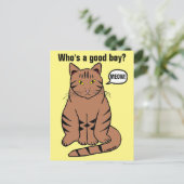 Wer ist ein guter Junge? Funny Brown Tabby Cat Postkarte (Stehend Vorderseite)