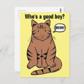 Wer ist ein guter Junge? Funny Brown Tabby Cat Postkarte (Vorne/Hinten)