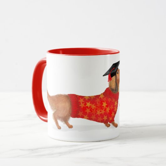 "Wer ist eine clevere Wurst" Dackel Abschluss Tass Tasse (Vorderseite Links)