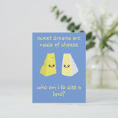 Wer ist es, eine Brie zu verschütten? Postkarte (Stehend Vorderseite)