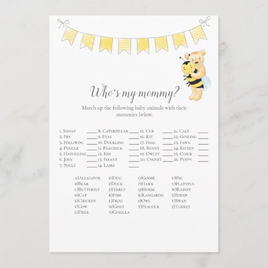 Wer ist meine Mama Game Girl Teddy Bären Card? Programm (Vorderseite)