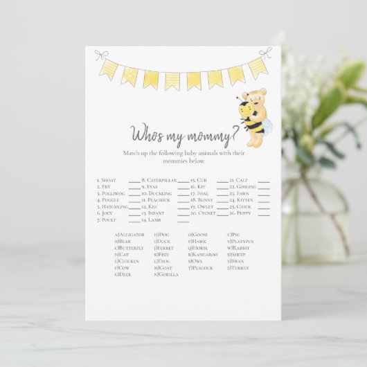 Wer ist meine Mama Game Teddy Bären Card? Programm (Stehend Vorderseite)