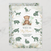 Wer ist meine Mama Teddy Bear Baby Shower Game Car Einladung (Vorne/Hinten)