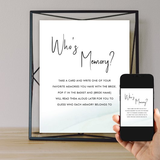 Wer ist Memory Brautparty Game Green Wash Poster