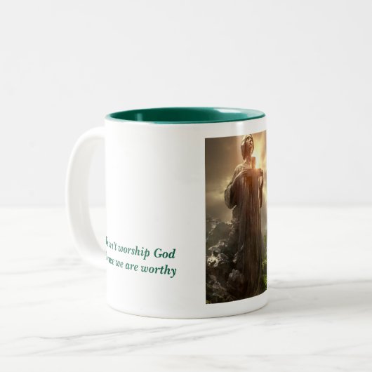 Wer ist wert? zweifarbige tasse (Vorderseite Links)