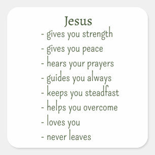 Wer Jesus ist Trost Erinnerung Geschenk Quadratischer Aufkleber