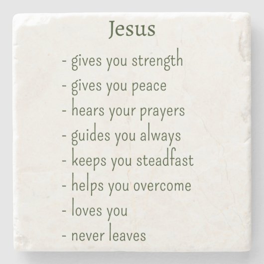 Wer Jesus ist Trost Erinnerung Geschenk Steinuntersetzer (Vorderseite)