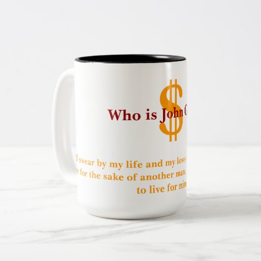 Wer John Galt ist Zweifarbige Tasse (Vorderseite Links)