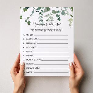 Wer kann Mommys Phrase Baby Shower Game beenden?
