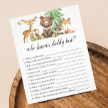 Wer kennt Daddy Best Game Animals Baby Shower Flyer<br><div class="desc">Wer kennt Papa am besten? Das Spiel zeigt die Darstellung von Waldtieren.</div>