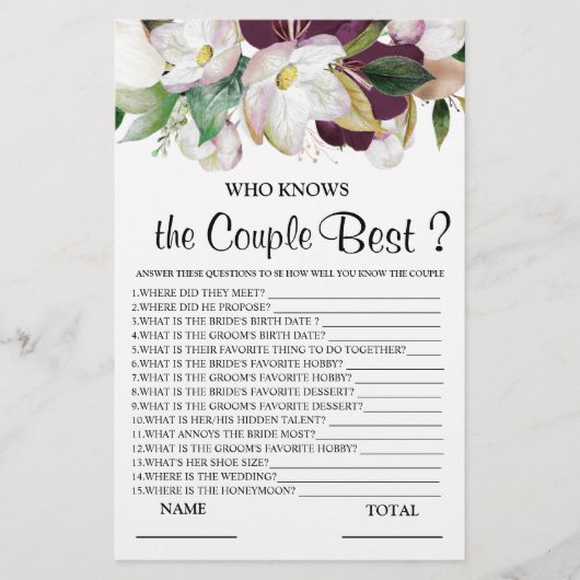 Wer kennt das beste bordeauxrote Bridal Game? (Vorderseite)