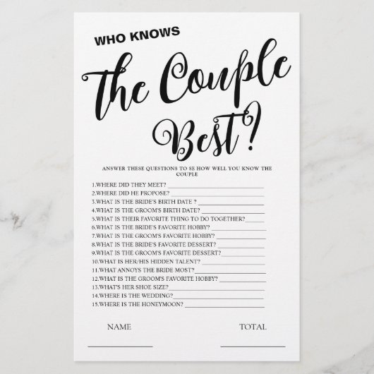 Wer kennt das beste Simple Bridal Game? (Vorderseite)