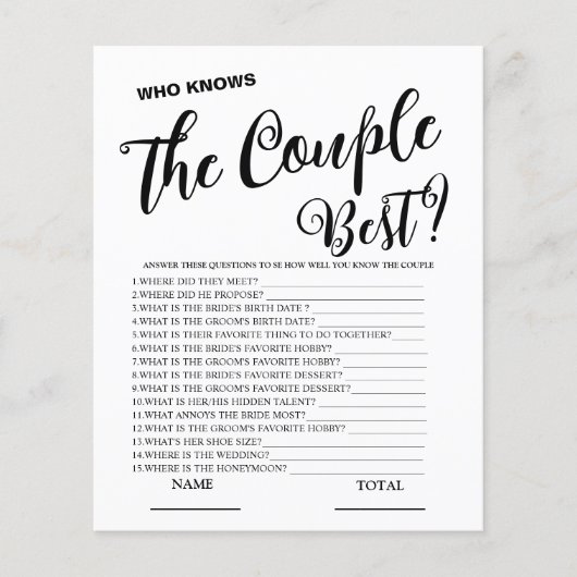 Wer kennt das beste Simple Bridal Game? (Vorderseite)