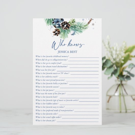 Wer kennt das beste Winterspiel im Brautparty? Briefpapier (Stehend Vorderseite)