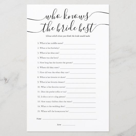 Wer kennt das Bride Best Brautparty Game? (Vorderseite)