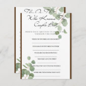 Wer kennt das "Couple Best Brautparty Game"? Begleitkarte (Vorne/Hinten)