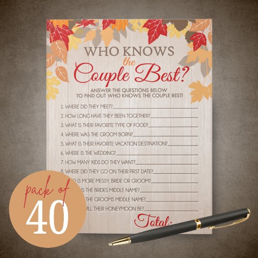 Wer kennt das Couple Best Fall Bridal Game Pack? Notizblock