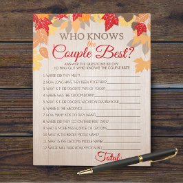 Wer kennt das Couple Best Fall Bridal Game Pack? Notizblock