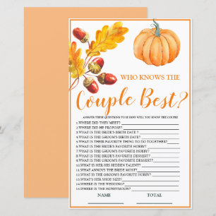 Wer kennt das Couple Best Fall Pumpkin Bridal Game