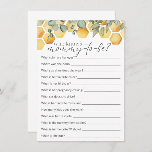 Wer kennt das Duschspiel der Mommy Bee Baby? Begleitkarte (Vorne/Hinten)