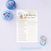 Wer kennt das Mama Best Teddy Bear Baby Shower Gam Flyer (Einzeln)