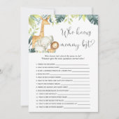 Wer kennt das Mami best safari Baby Dusche Spiel Einladung (Vorderseite)