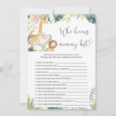 Wer kennt das Mami best safari Baby Dusche Spiel Einladung (Vorderseite)