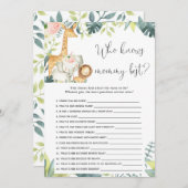 Wer kennt das Mami best safari Baby Dusche Spiel Einladung (Vorne/Hinten)