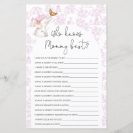 Wer kennt das Mommy best Toile Baby Shower Game?