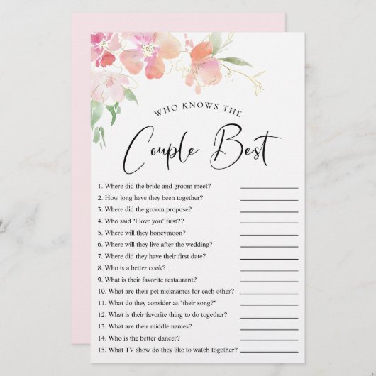 Wer kennt das Paar Best Floral Shower Game? (Vorne/Hinten)