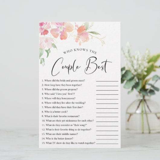 Wer kennt das Paar Best Floral Shower Game? (Stehend Vorderseite)