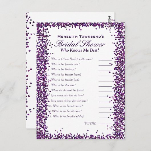 Wer kennt das Spiel mit mir? | Lila Confetti Postkarte (Vorne/Hinten)