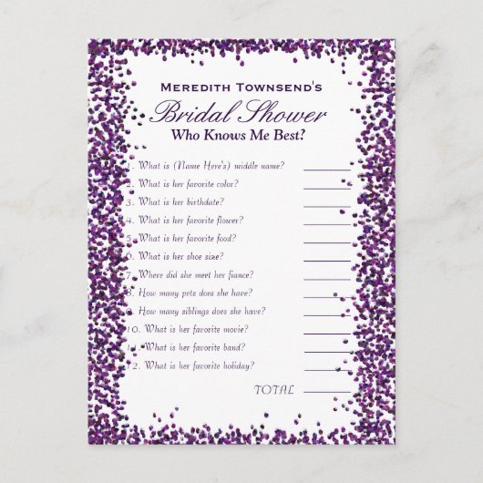 Wer kennt das Spiel mit mir? | Lila Confetti Postkarte (Vorderseite)