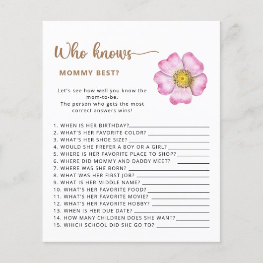 Wer kennt das wohl beste Baby Duschspiel? (Vorderseite)