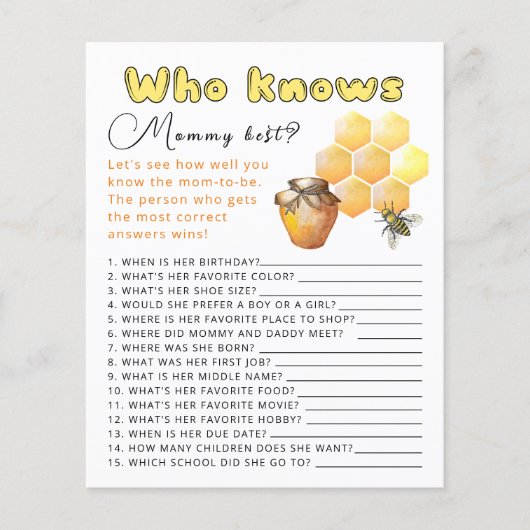 Wer kennt das wohl beste Baby Duschspiel? (Vorderseite)