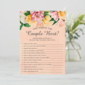 Wer kennt den Couple Best Brautparty Game Invit? Einladung (Stehend Vorderseite)