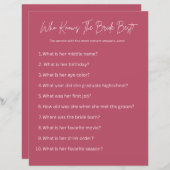 Wer kennt die Braut am besten? Party Game (Vorne/Hinten)