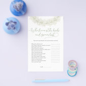 Wer kennt die Braut und Groom besten Bridal-Spiel Flyer (Einzeln)