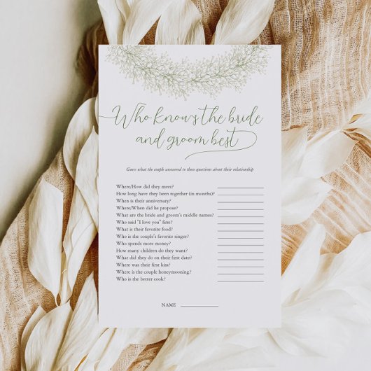 Wer kennt die Braut und Groom besten Bridal-Spiel Flyer
