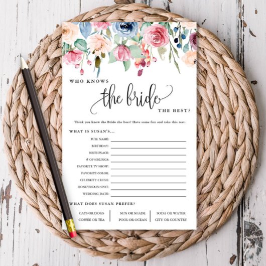 Wer kennt die Bride Floral Border Paper Game Card? Flyer