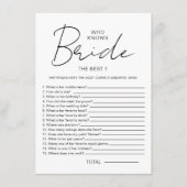 Wer kennt die Bridge Best Brautparty Party Games? Begleitkarte (Vorderseite)
