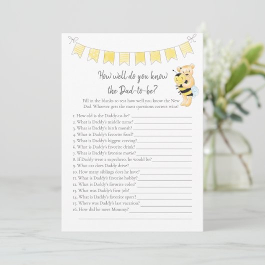 Wer kennt die "Daddy to be Game Teddy Bear Card"? Programm (Stehend Vorderseite)