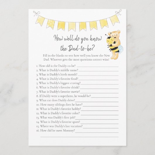 Wer kennt die "Daddy to be Game Teddy Bear Card"? Programm (Vorderseite)